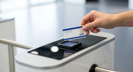 Person Hand Using Contactless Payment Card Scanner in Modern Retail Environment