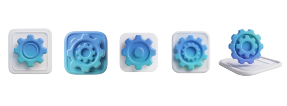 Soft 3D Claymorphic Settings Gear Icon, Neumorphic, Transparent Background