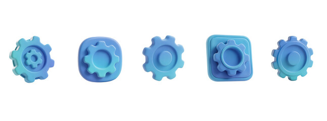 Soft 3D Claymorphic Settings Gear Icon, Neumorphic, Transparent Background
