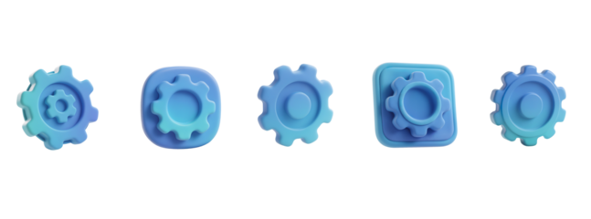 Soft 3D Claymorphic Settings Gear Icon, Neumorphic, Transparent Background