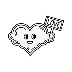 Whimsical Heart Character with a Love Sign Spreading Joy and Affection