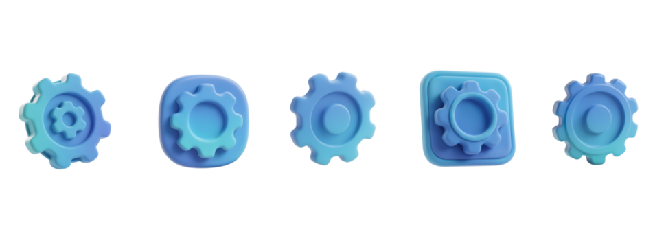 Soft 3D Claymorphic Settings Gear Icon, Neumorphic, Transparent Background