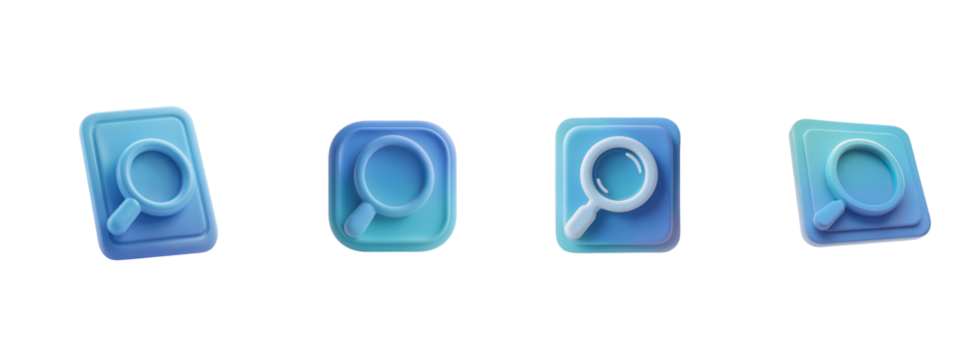 Soft 3D Claymorphic Search Magnifying Glass Icon, Neumorphic, Transparent Background