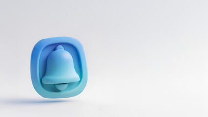 Claymorphic Neumorphic Notification Bell 3D Icon on White