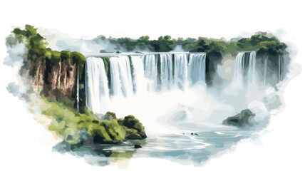 Fototapeta premium Iguazu Falls. Iguazu Falls hand drawn watercolor illustration