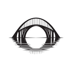 bridge over water vector silhouette clip art logo design illustration. abstract icon set collections