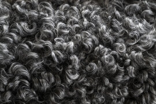 Black and white curly lambskin, close-up, Gotland sheep, Gotland Island, Sweden