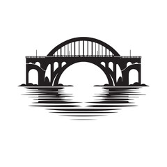 bridge over water vector silhouette clip art logo design illustration. abstract icon set collections