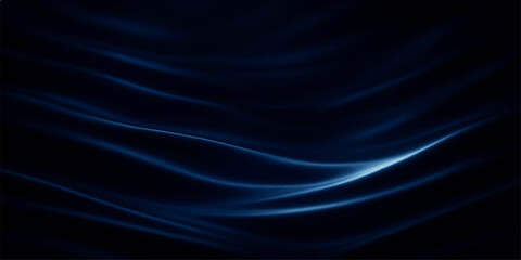 Fototapeta premium Smooth black satin fabric with flowing waves of light and a subtle pattern forms a rich texture backdrop