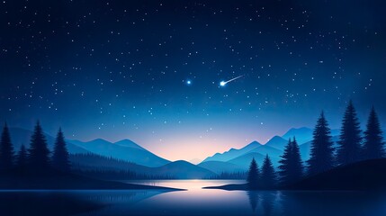 Underneath starry skies at Crater Lake, shooting star brightens night scene in Oregon wilderness