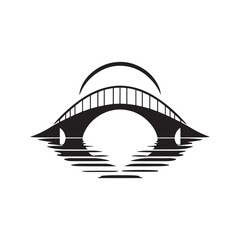 bridge over water vector silhouette clip art logo design illustration. abstract icon set collections