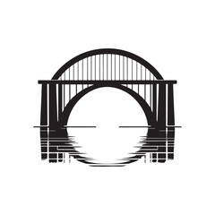 bridge over water vector silhouette clip art logo design illustration. abstract icon set collections
