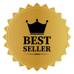 Luxury best seller badge for premium product label and brand logo design. Retro premium sticker with golden details for luxury brand satisfaction