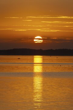 Sunset, near Chieming, Chiemsee, Chiemgau, Bavaria, Germany