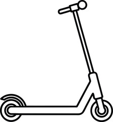 Electric Scooter Outline Vector Illustration Isolated on White Background