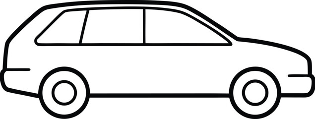 Naklejka premium Passenger Car Outline Vector Illustration Isolated on White Background