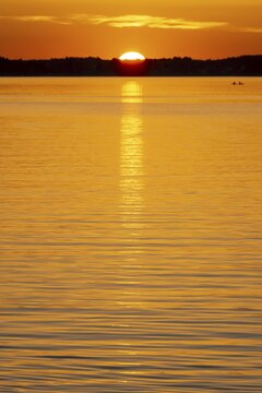 Sunset, near Chieming, Chiemsee, Chiemgau, Bavaria, Germany