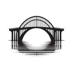 bridge over water vector silhouette clip art logo design illustration. abstract icon set collections