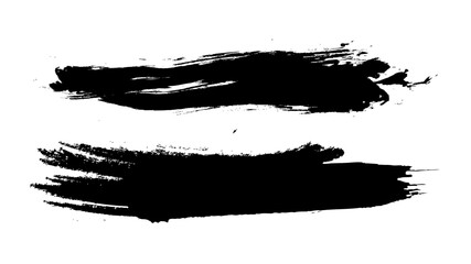 Set of black grunge brush strokes isolated on white background. Abstract dry paint and ink textures perfect for banners, highlights, artistic backgrounds, and modern graphic design projects.