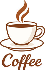 Minimalist Coffee Cup Illustration White Ceramic Mug with Steam Vector Design