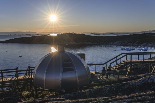Igloos, Igloo Hotel, Hotel Arctic in Midnight Sun, Ilulissat, Disko Bay, West Greenland, Greenland