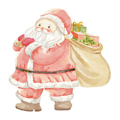 Santa Claus watercolor clipart
This collection includes cozy Santa elements such as Santa with gifts, Santa hat, gift bag and more. perfect for cards, tags, stickers and Christmas design projects.
