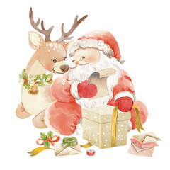 Santa Claus watercolor clipart
This collection includes cozy Santa elements such as Santa with gifts, Santa hat, gift bag and more. perfect for cards, tags, stickers and Christmas design projects.