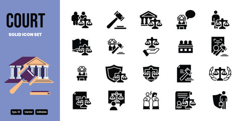 court solid icon set vector design good for web and mobile app