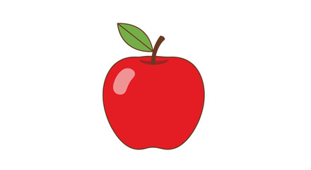 Vibrant red apple with a green leaf a delicious and healthy fruit.