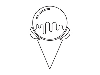 Minimal Ice Cream Cone Line Art ,Modern Dessert Outline Vector | Simple Geometric Sweet Design ,Abstract Frozen Treat Illustration