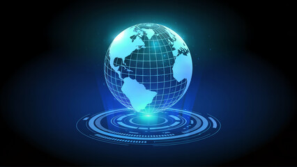 Fototapeta premium Futuristic Global Technology Hologram on a Digital Interface