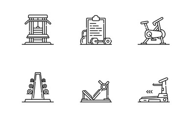 Gym icon, Fitness. Training thin line and pixel Symbol Outline icon Editable Stroke