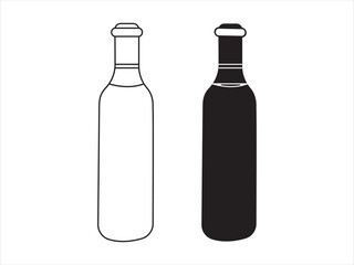 Minimalist Wine Bottle Silhouette Vector – Black and White Drink Bottle Illustration for Logo & Design