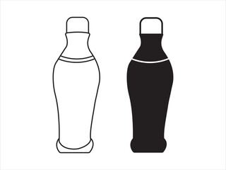 Iconic Contour Bottle Outline and Silhouette Duo | Vintage Soda Beverage Packaging Design Vector