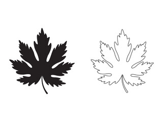 Maple Leaf Silhouette and Outline Vector Art