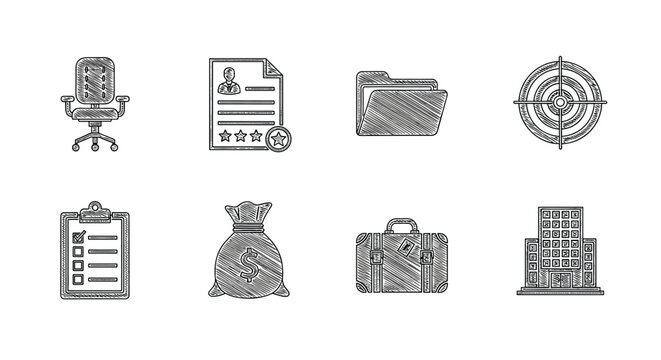 Sketch style office and business icons collection for professional use