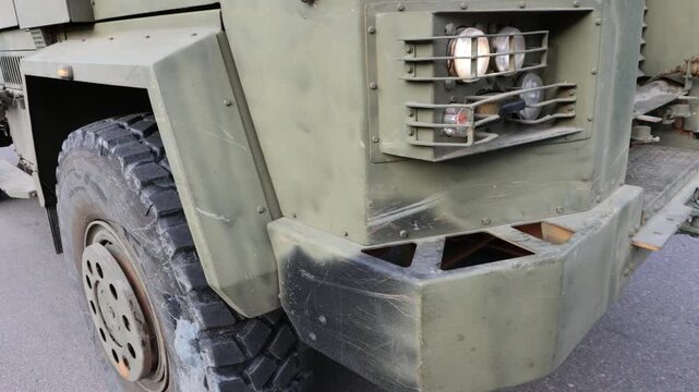 Rugged armored military vehicle. Concept for resilience, strength, and modern defense