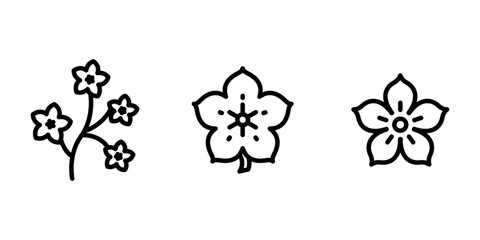 cherry-blossom outline or line icon design bundle.