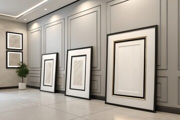 Obraz premium Christmas artwork mockup displaying festive prints in elegant interior setting