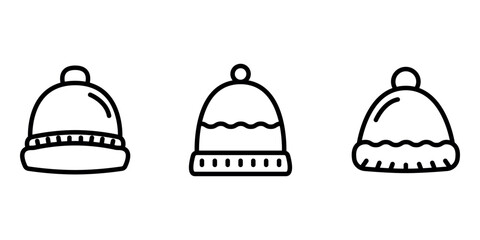 woolen-hat outline or line icon design bundle.
