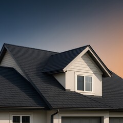 Modern house facade rooftop exterior gray color tile window architecture design