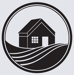 minimal house logo silhouette vector art illustration, house icon on metal internet button