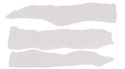 Three torn paper strips with irregular edges on a clean background