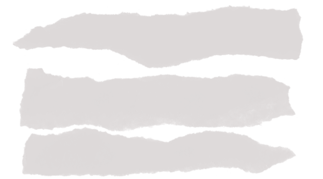 Three torn paper strips with irregular edges on a clean background