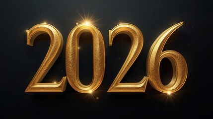 gold 3d new year 2026 celebration symbol calendar sign text neon illustration