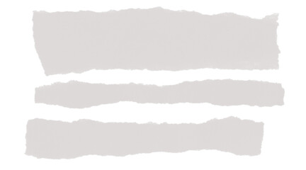 Three torn paper strips with rough edges for text or design elements