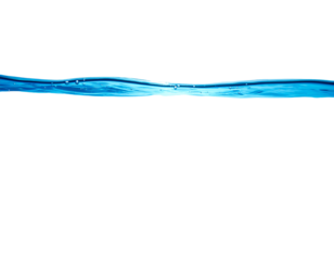 A close-up shot of a horizontal blue water line against a black background. Subtle light reflections create a wave effect