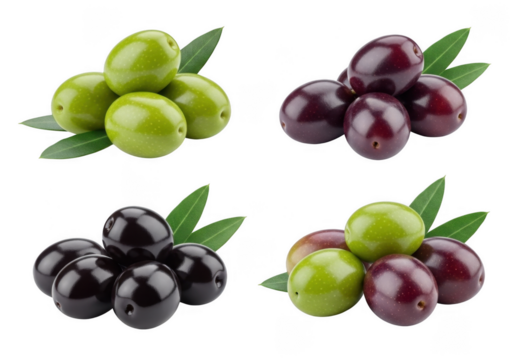 Assorted Olives Group Green Black Purple Isolated