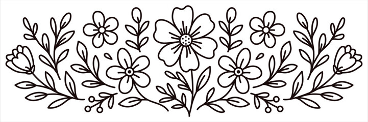 Sketch Floral Botany Collection. flower drawings. Black and white with line art on white backgrounds. Hand Drawn Botanical Illustrations. Vector EPS.