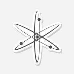 Scientific atom symbol sticker isolated on gray background